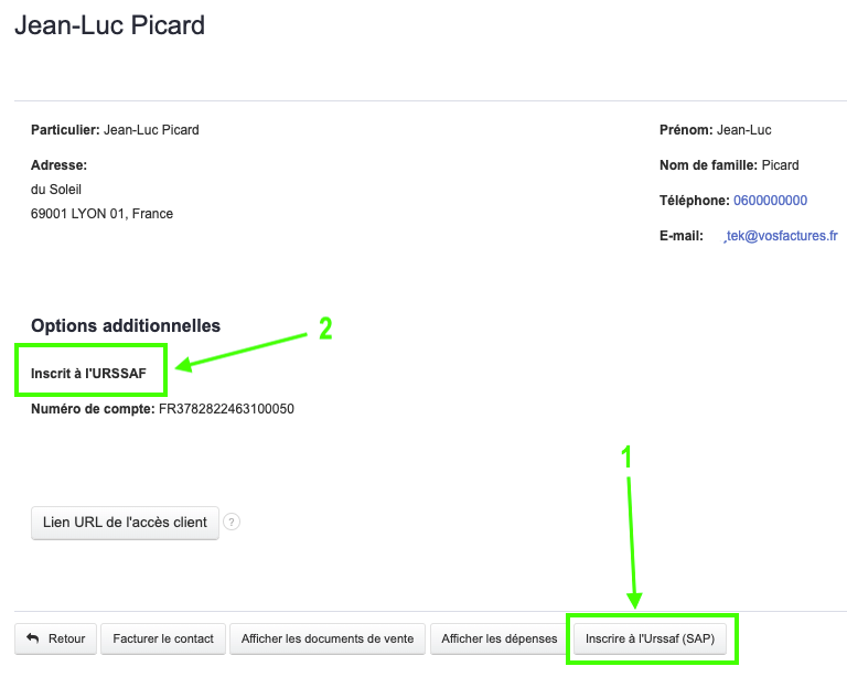 Inscrire Client Urssaf SAP 