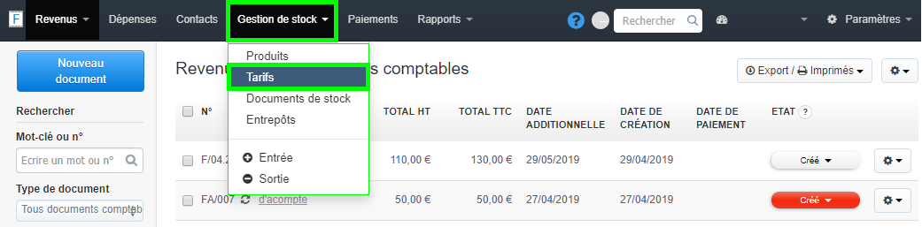 Facturation Option Multitarifs Activée
