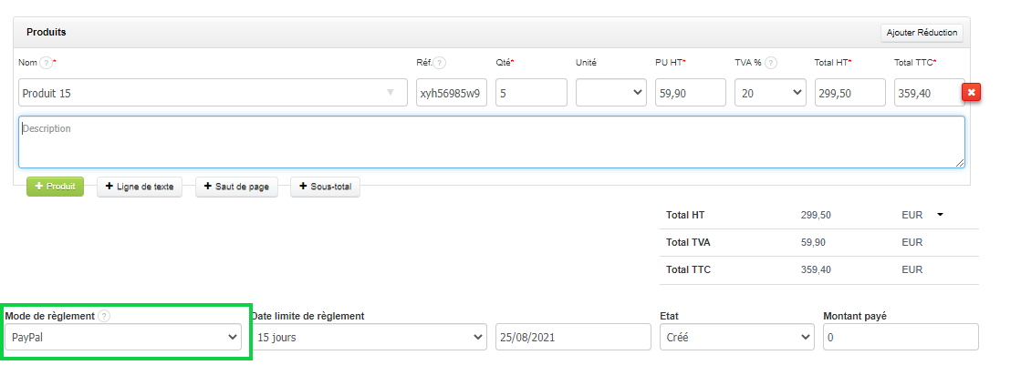Créer factures client rapides