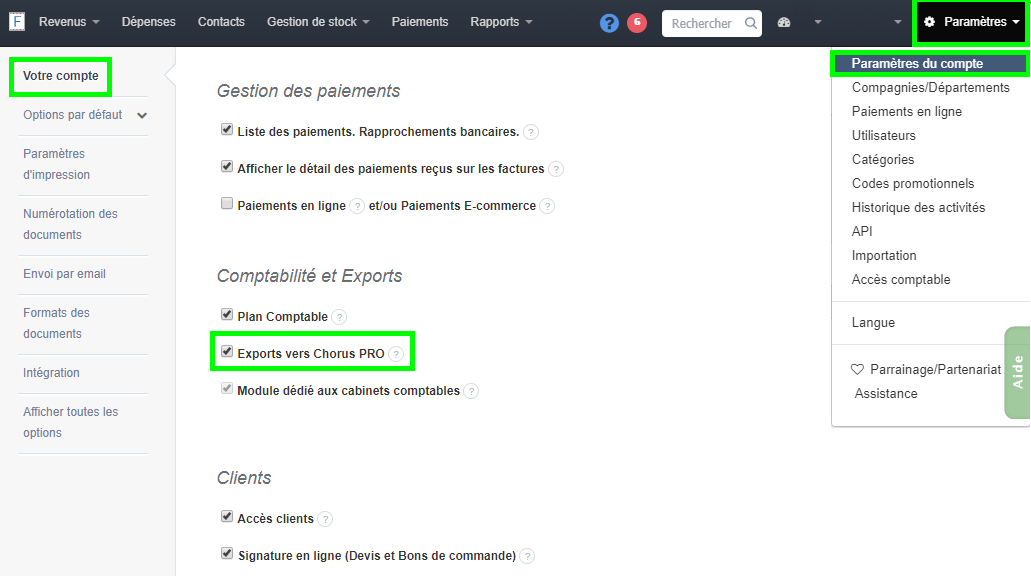 Facturation Chorus Administration Publique Export Comptabilité