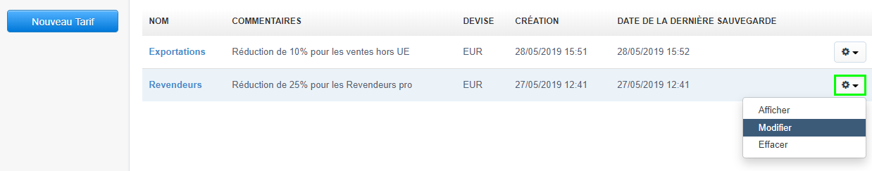 Facturation Exemple Tarif Spécifique
