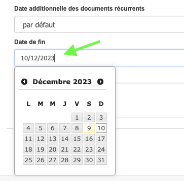 Factures récurrentes abonnement automatique date 