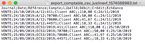 Factures Exports Comptables Journal CSV Logiciel Comptabilité 