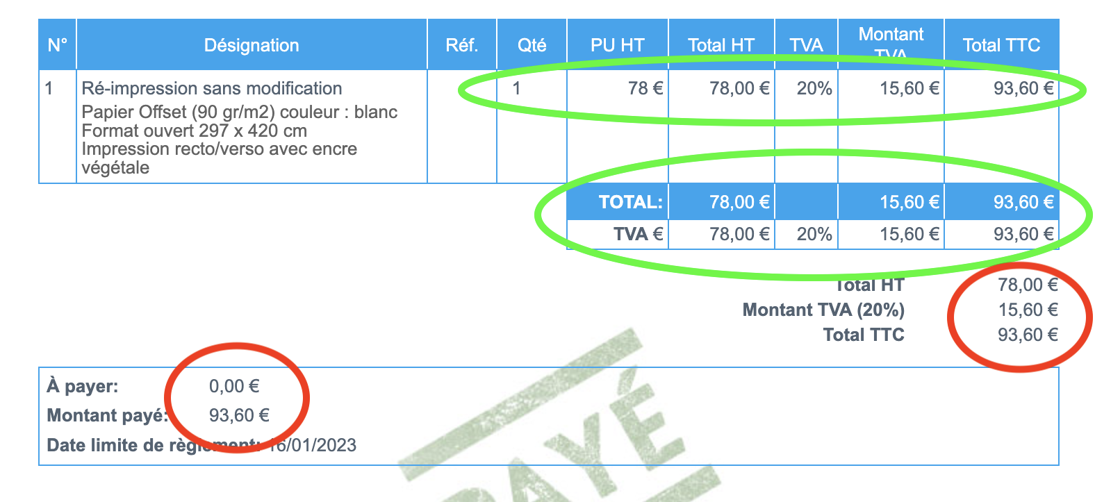 exemple facture personnalisé devise symbole 