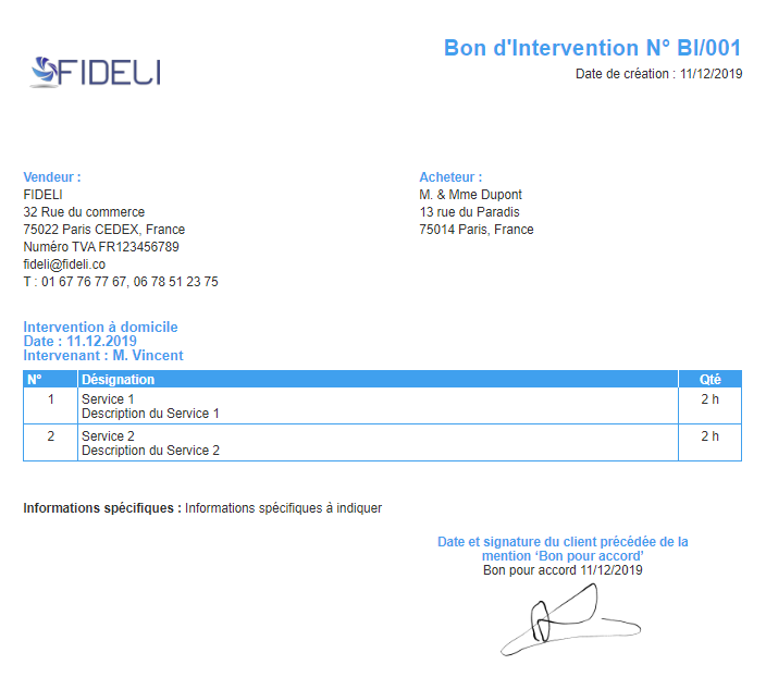 Exemple Bon Intervention VosFactures.fr