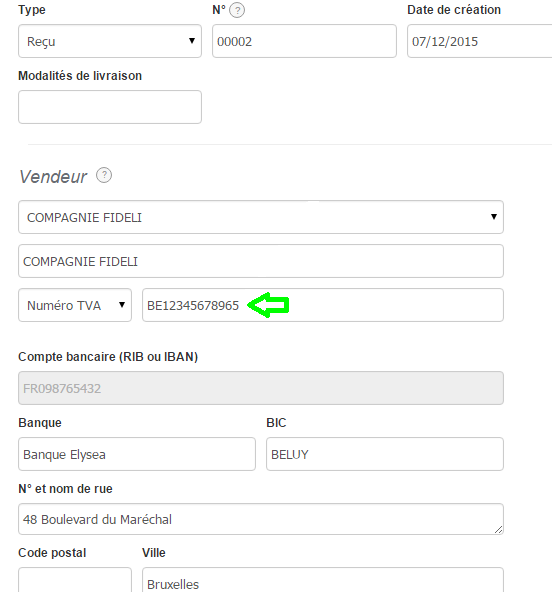 Numéro TVA SIREN Entreprise VosFactures Facturation Coordonées 