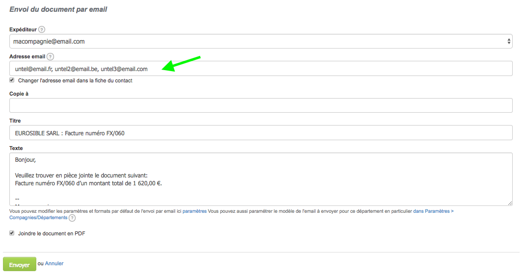 Envoi Document Facture Plusieurs Destinataires Email VosFactures.fr