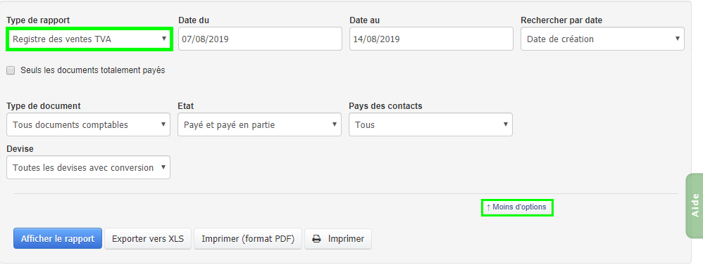 Facturation Rapport Comptabilité Déclaration TVA Vente Achat