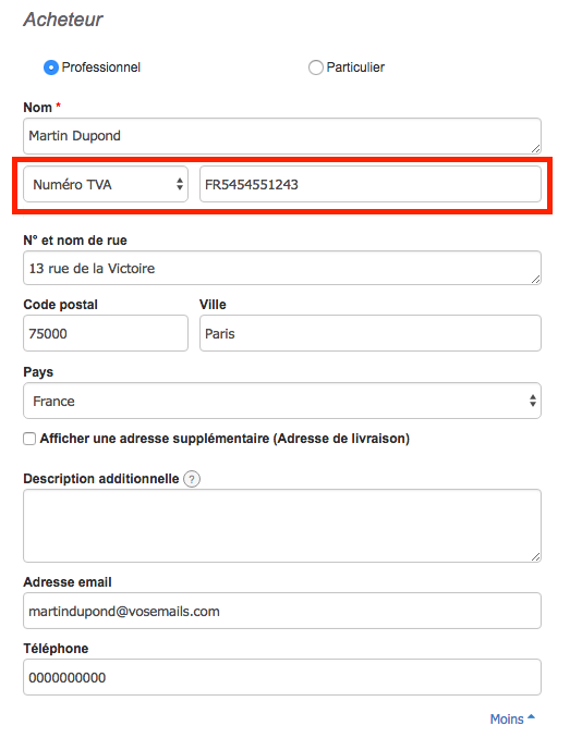  Numéro Identification Fiscale Contact Création Document Facturation