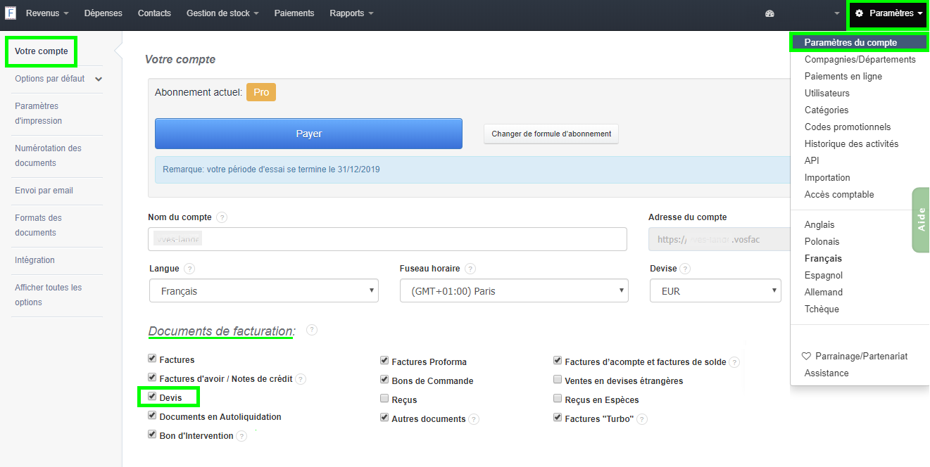 Facturation Devis Document non comptable estimation travaux VosFactures 