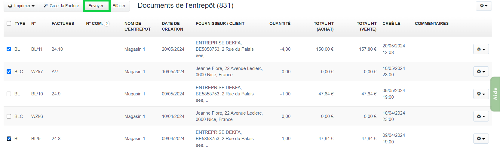 Envoi groupé stock email 