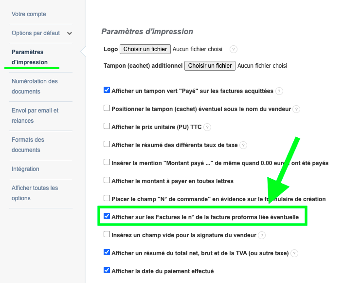 Créer Facture depuis Proforma Suivi Affichage Numéro
