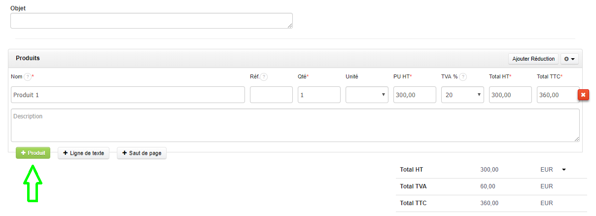 Ajout Produit Raccourci Clavier Facile Facturation Personnalisation VosFactures