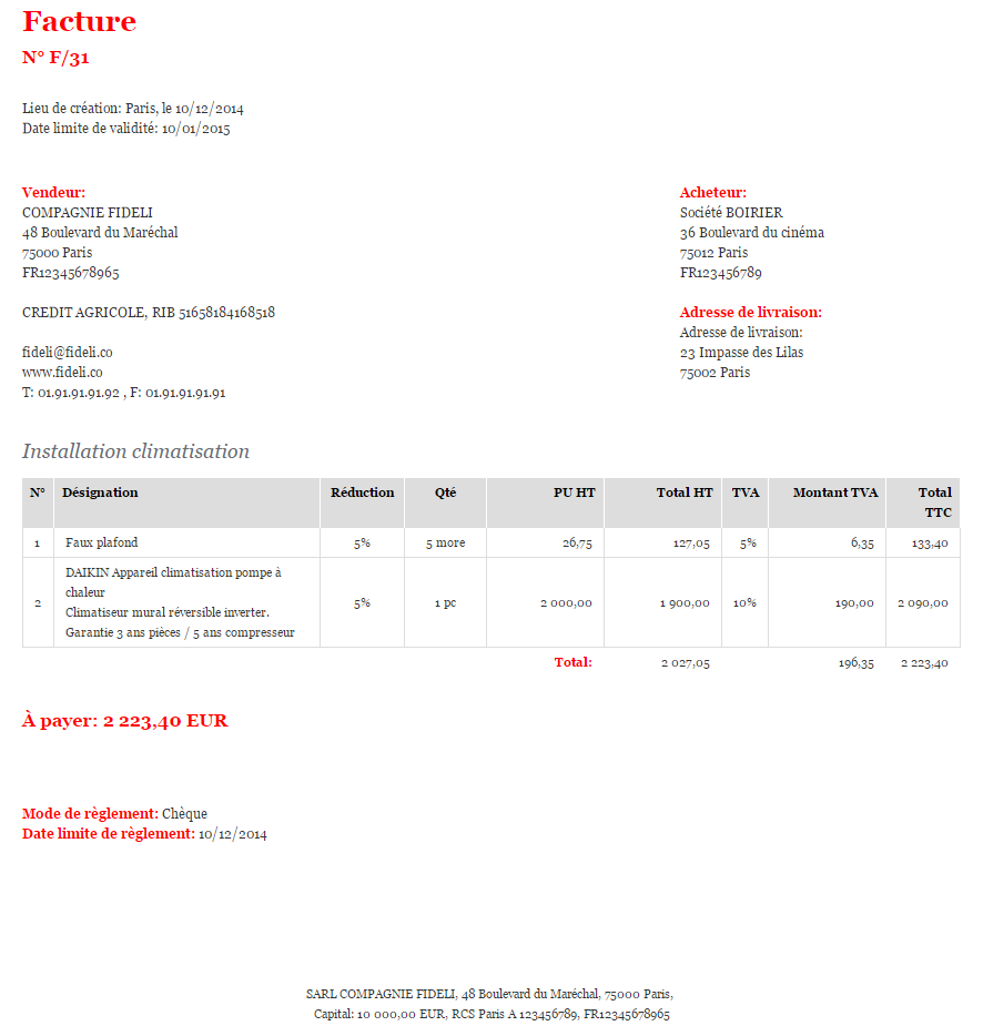 modele de facture 