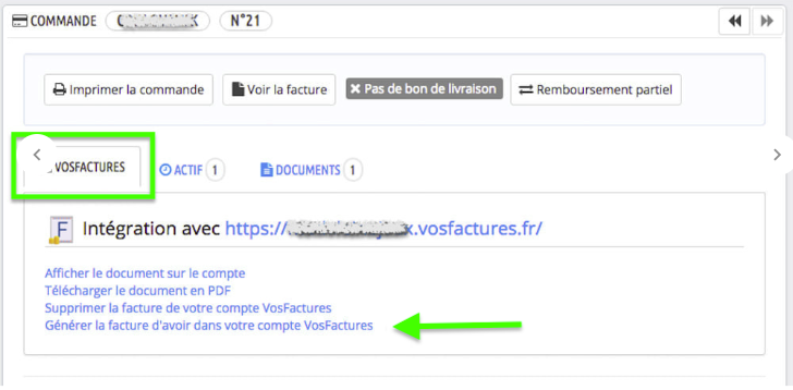 créer avoir remboursement commande prestashop