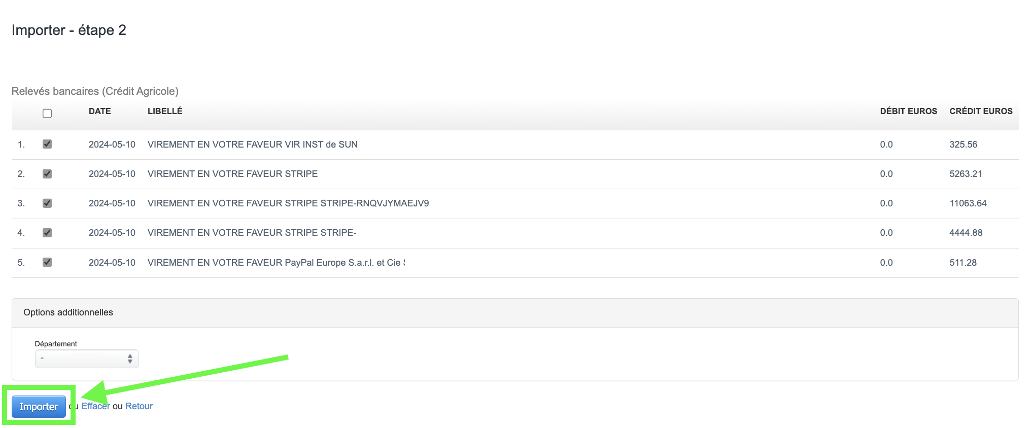 Import relevé bancaire format prédéfini banques logiciel