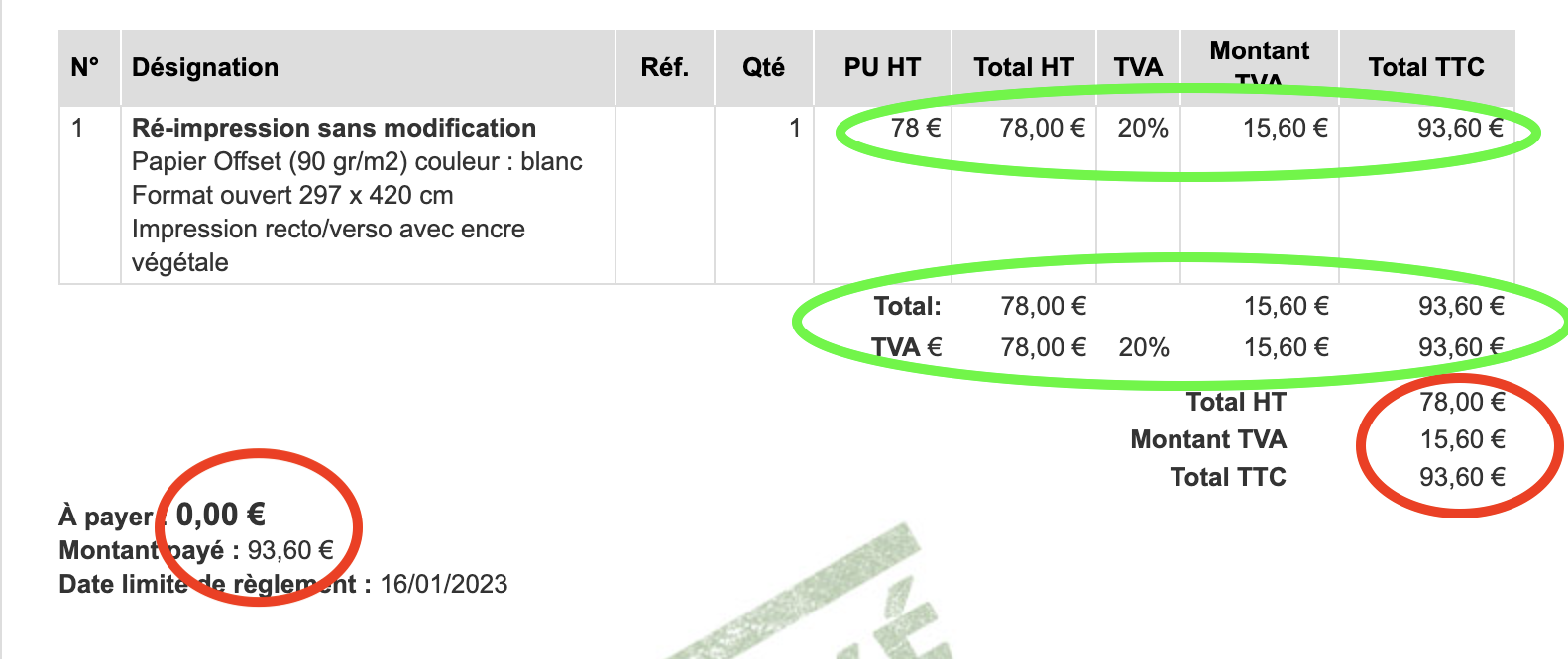 exemple facture modèle devise prix