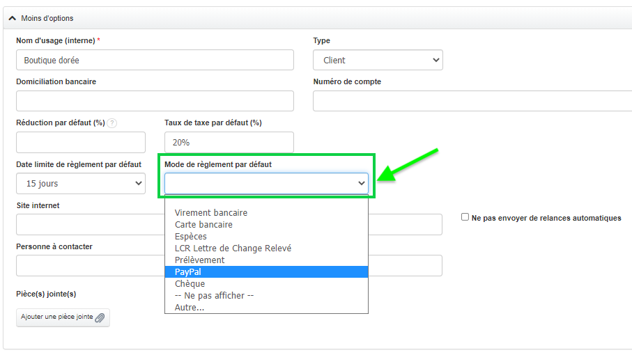 Facturation rapide Client règlement