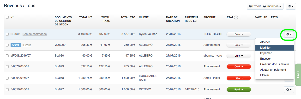 Modification Document Modifier Facturation Facturation en Ligne VosFactures.fr