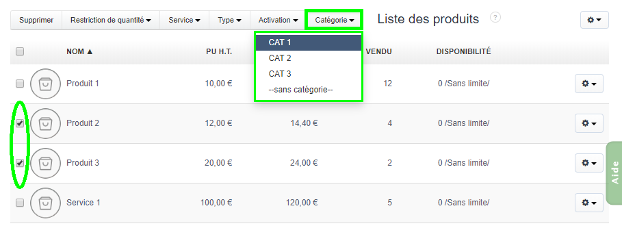 Facturation Catégorie Produit Article Marchandise Suivi