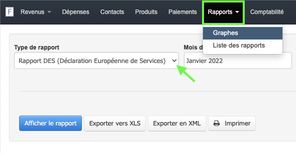 Déclaration Européenne de services Facturation DES
