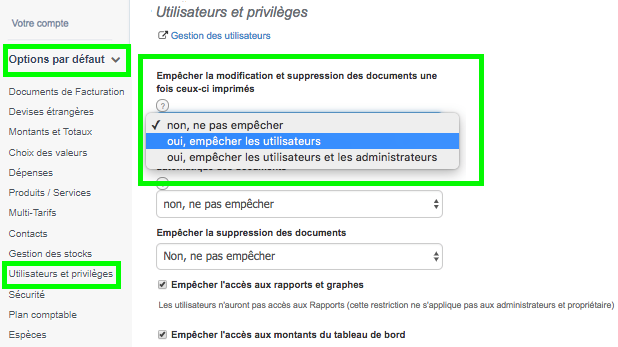 Facture en Ligne Plusieurs Utilisateurs Loi AntiFraude Sécurité VosFactures.fr