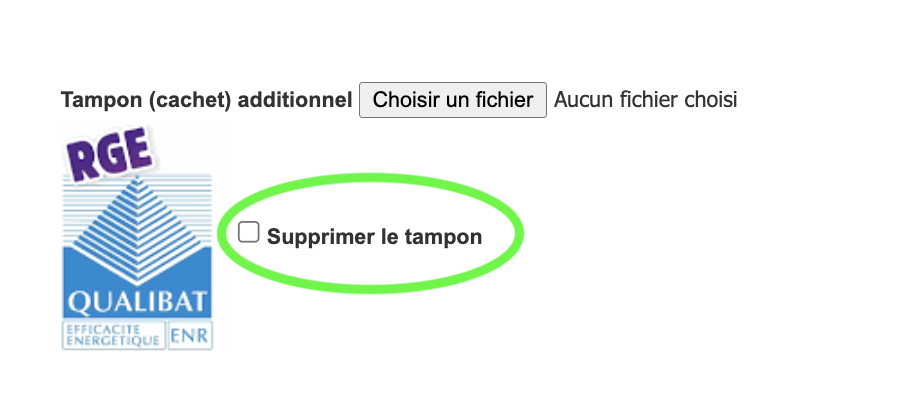 Ajouter ou supprimer tampon additionnel facture