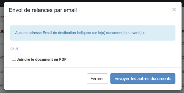 Relances groupés suivi par email 