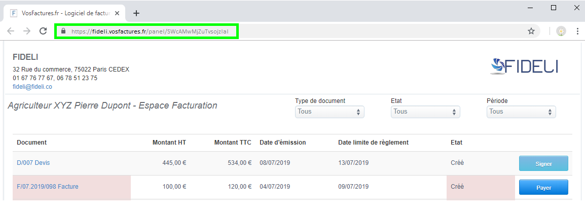 Facturation Lien Url Accès Client Manuel
