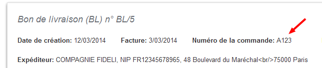 Facturation Commande Numéro Bon de Livraison Ecommerce