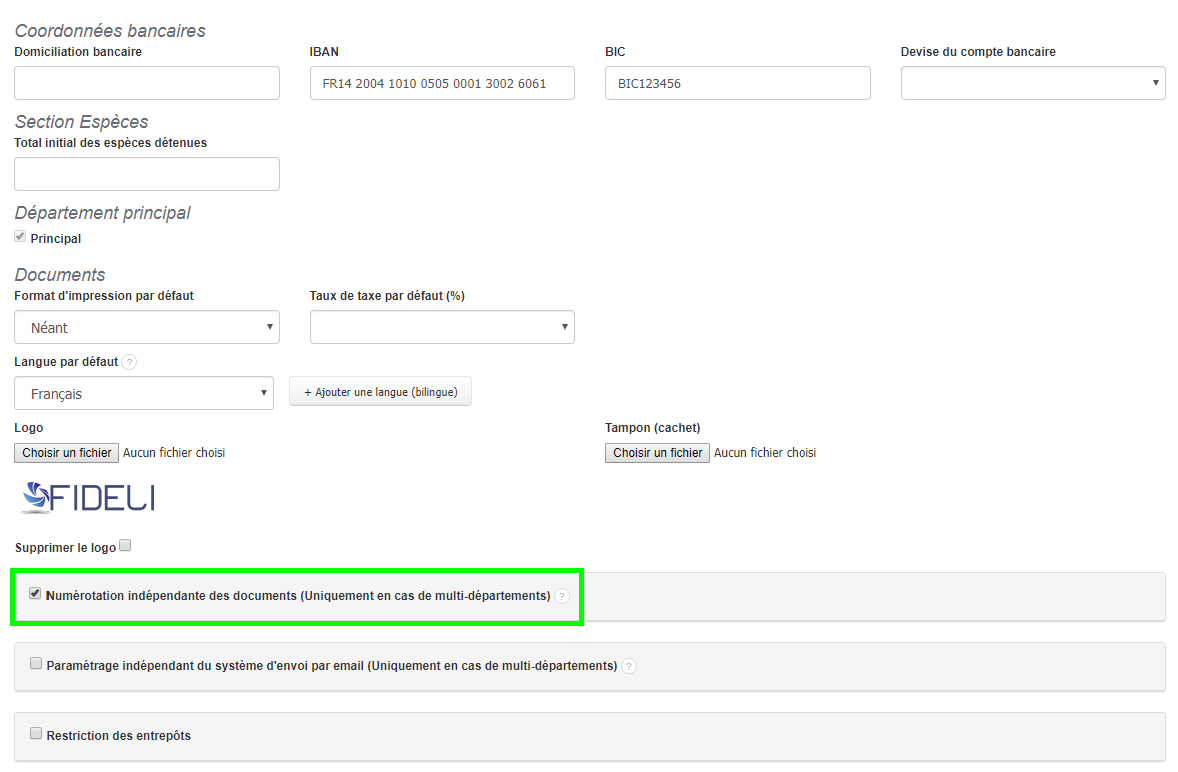 Facturation Département Société Compagnie Entité Numérotation Indépendant