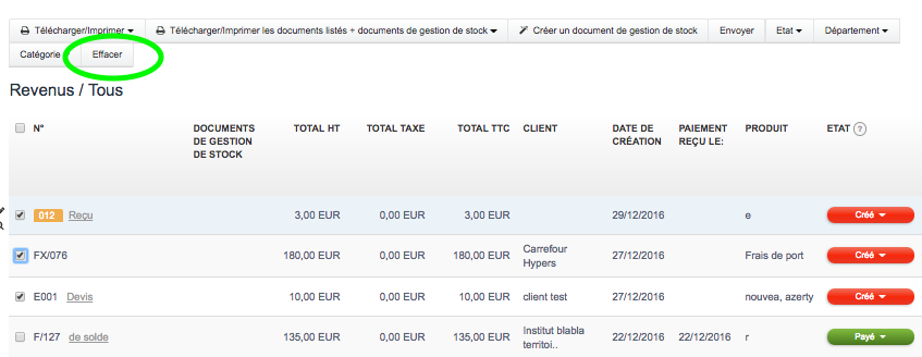 Effacer Supprimer une Facture ou Devis Facturation VosFactures.fr