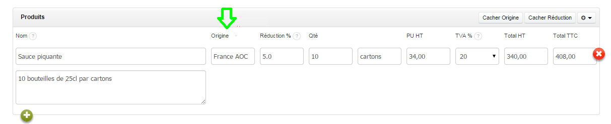 Créer Facture Colonne Additionnelle Facturation HT VosFactures