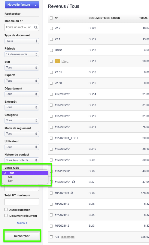 Facturation Ecommerce Recherche Facile Facture Devis Vente OSS