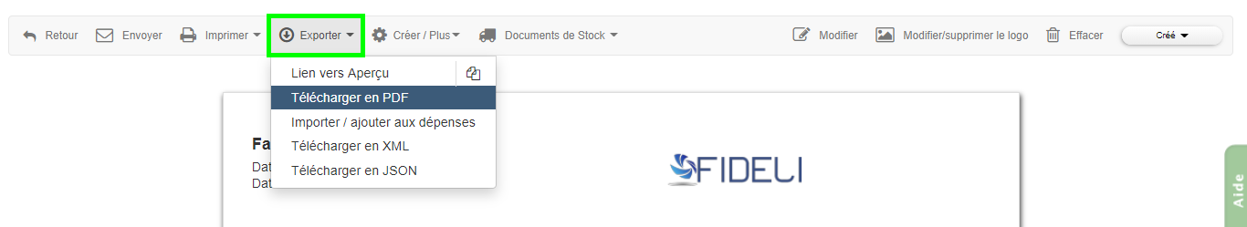 Télécharger Exporter Imprimer les Documents de facturation VosFactures.fr