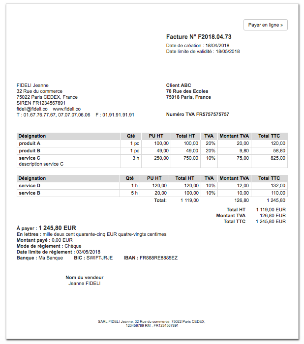 Saut de Page Document Lisible Aéré Facturation Simple Facile VosFactures.fr