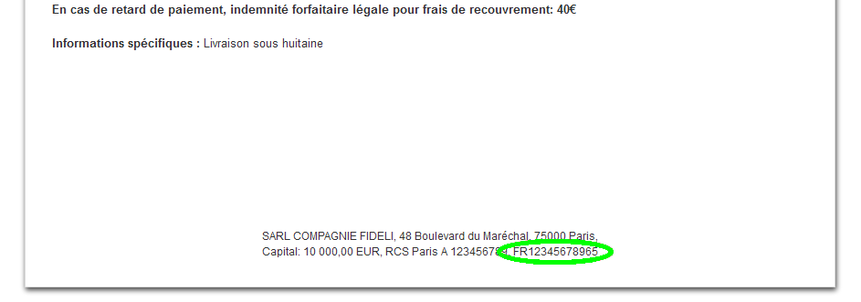 Facture n° TVA Fiche Département Entreprise Personnalisation VosFactures Facturation