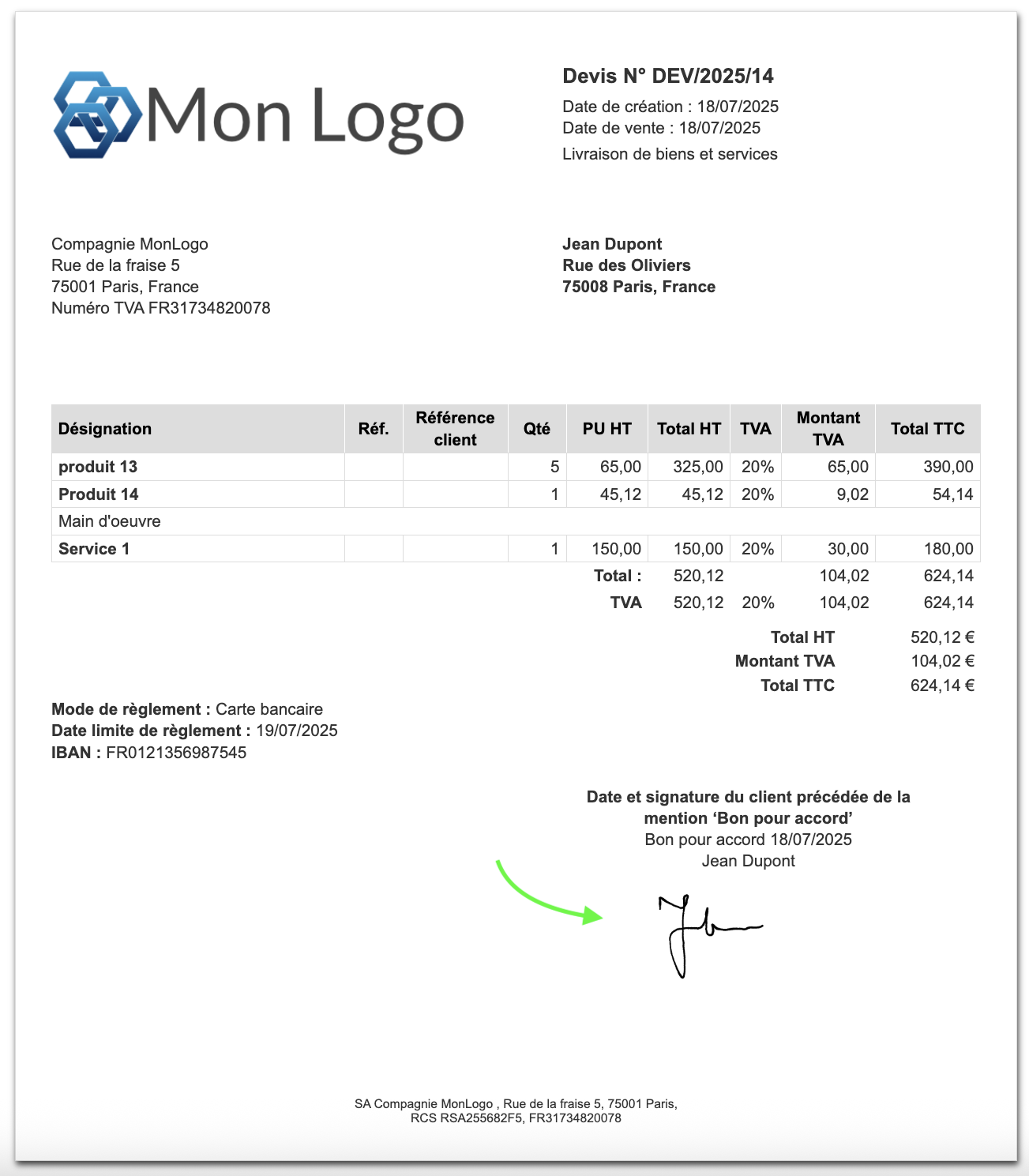Modèle Signature En Ligne Devis Facturation