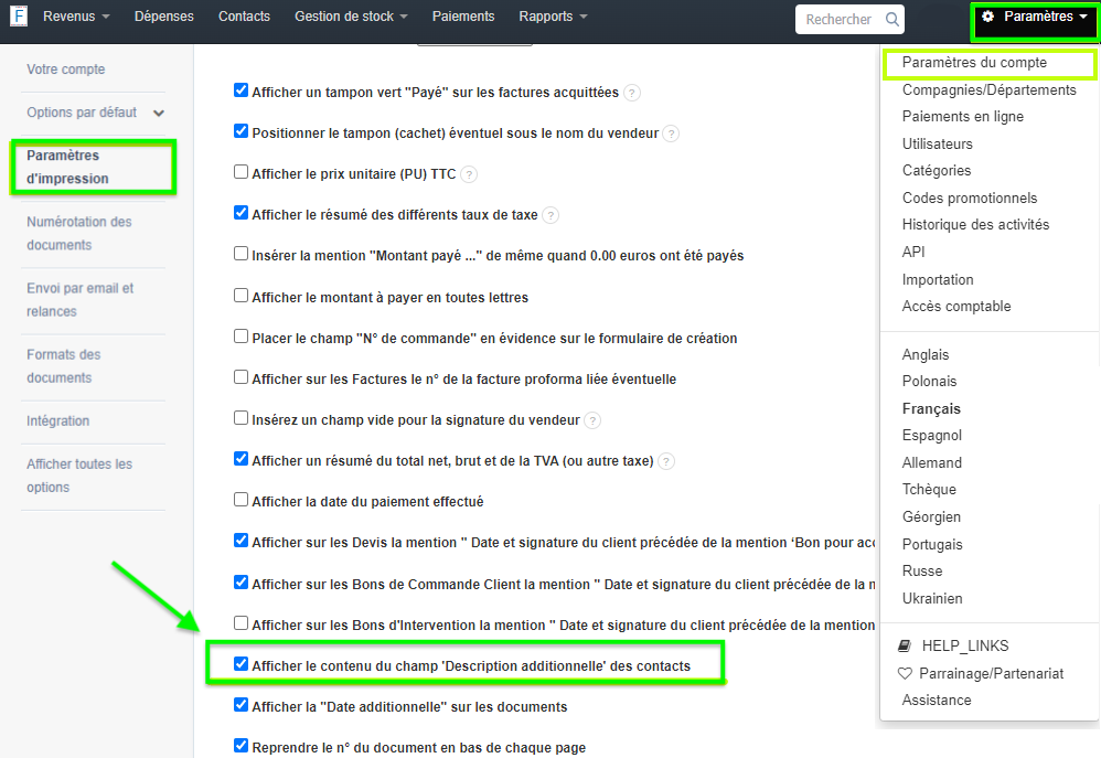 Personnalisation Facile Facture Acheteur 