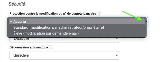 Niveaux Protection Modification Sécurité Compte Bancaire Facturation VosFactures 