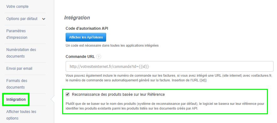Facturation Intégration API Produit Reconnaissance Référence