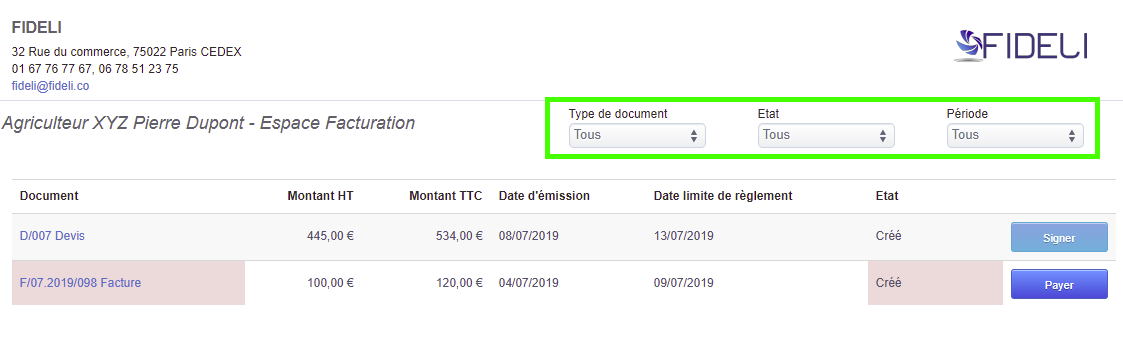 Espace Client Facturation Recherche Avancée Facture
