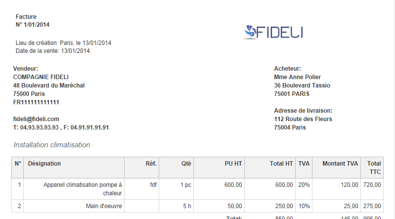 facture personnalisée en gras