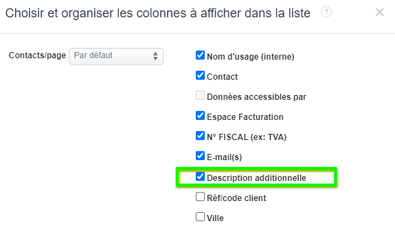 Personnalisation affichage logiciel de facturation 