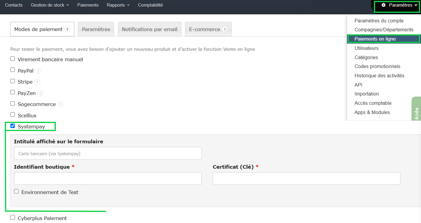 Facturation Systempay Intégration Paiement en Ligne Payer Facture Ecommerce
