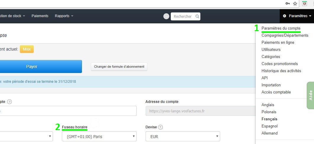 Regler Fuseau Horaire Logiciel Adapté Facturaction VosFactures