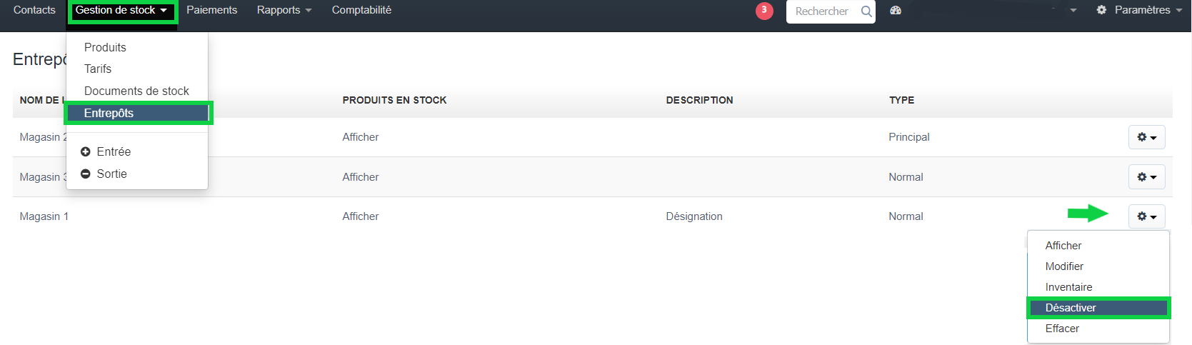 Gestion de stock Entrepôts 