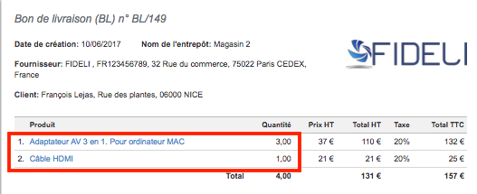 Facturation Exemple Produit Document Stock