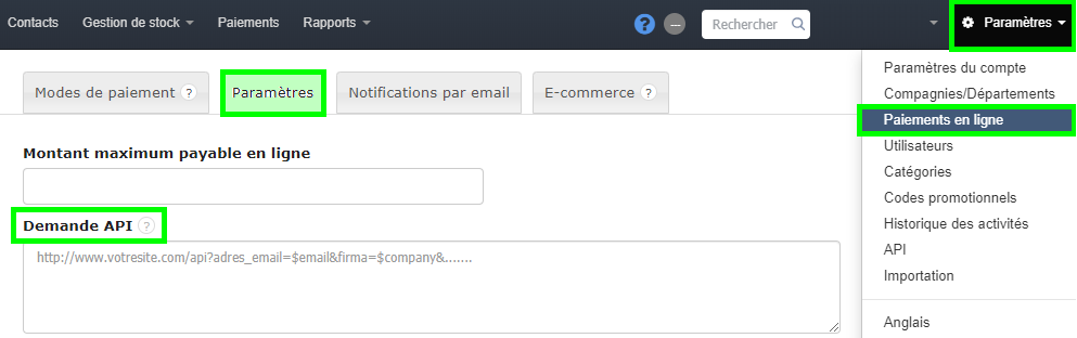 Facturation Intégration API Paiement en Ligne Facture
