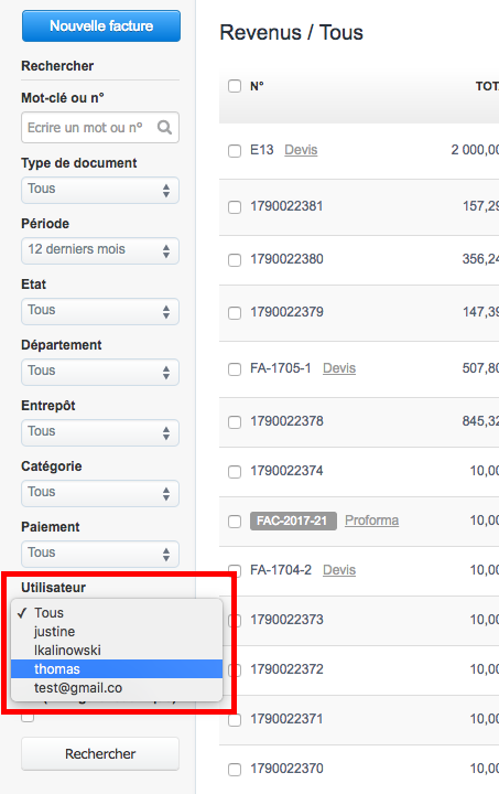 Suivi Par Utilisateur Module De Recherche